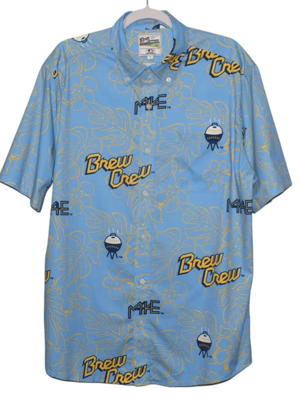 Reyn Spooner Brew Crew Milwaukee Brewers Aloha Hawaiian Shirt Grill Tailgate L